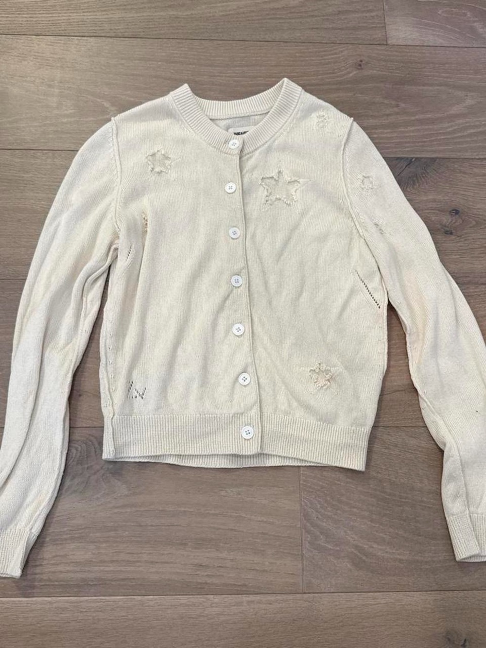Zadig & Voltaire Cream Star-Appliqué Button Cardigan